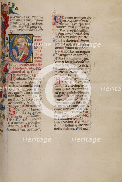 Initial Q: Bust Portrait of a Man; Compendium moralium notabilium, early 15th century. Creator: Cristoforo Cortese.