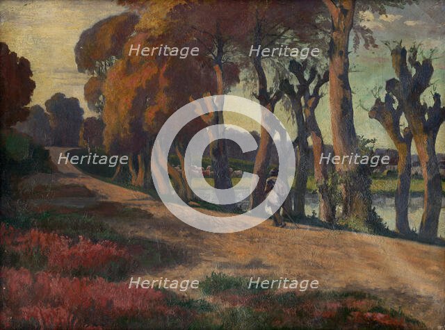 Landscape with a Herdsman, 1920-1930. Creator: Jozef Hanula.