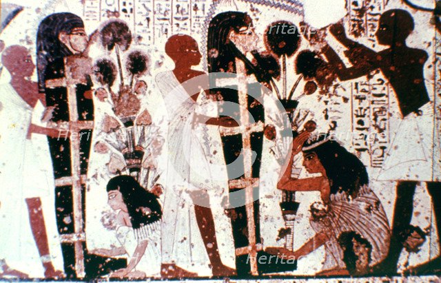 Purification of Mummies, detail from a temple wall painting, Thebes, Egypt. Artist: Unknown