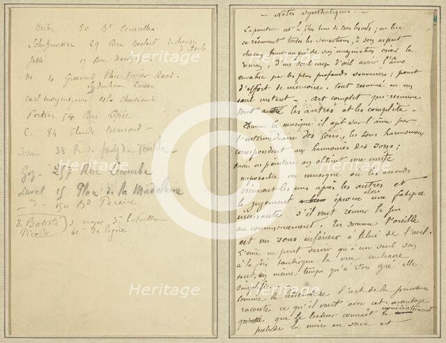 Address List; Manuscript Page [recto], 1884-1888. Creator: Paul Gauguin.