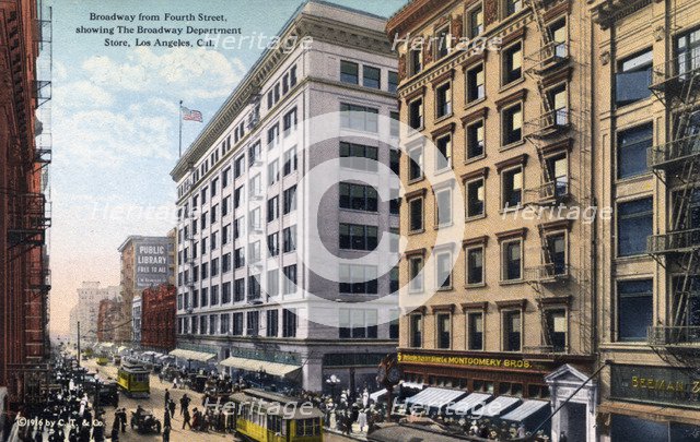 Broadway from 4th Street, Los Angeles, California, USA, 1915. Artist: Unknown