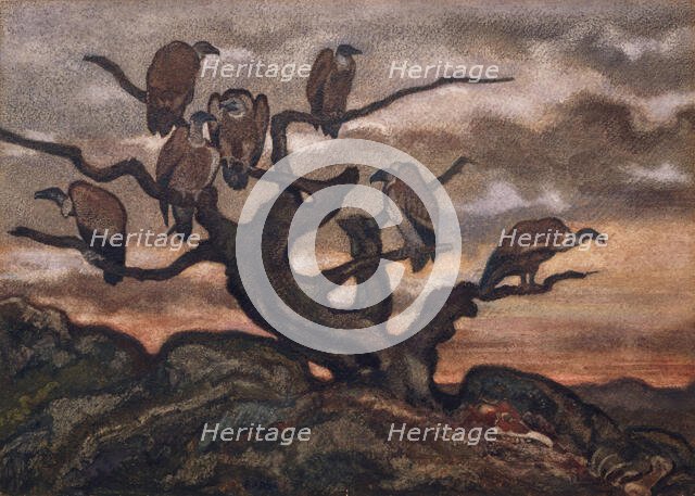 Vultures on a Tree, 1810-75. Creator: Antoine-Louis Barye.
