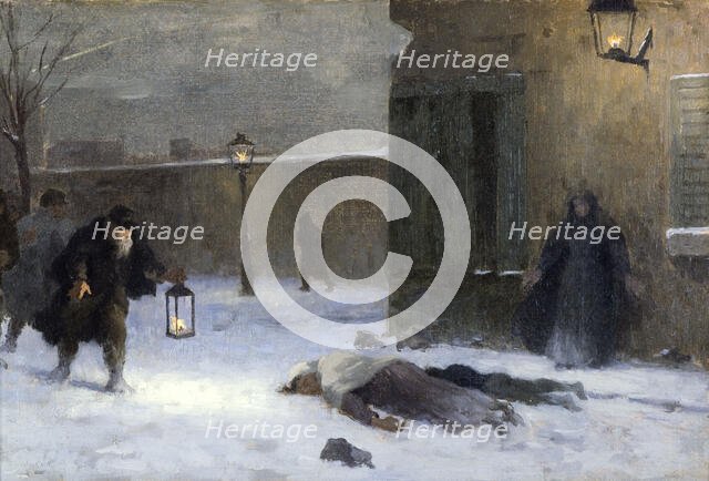 Esquisse pour le cabinet du préfet à l'Hôtel de Ville : La recherche des blessés durant..., 1889. Creator: Paul Albert Baudouin.