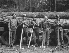 Five members of Ola self-help sawmill co-op, Gem County, Idaho, 1939. Creator: Dorothea Lange.