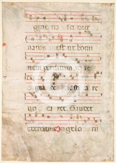 Leaf from an Antiphonary: Music (verso), early 1300s. Creator: Unknown.