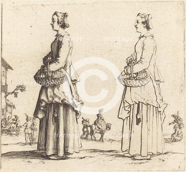 Peasant Woman with Basket, in Profile, Facing Left, 1617 and 1621. Creator: Jacques Callot.