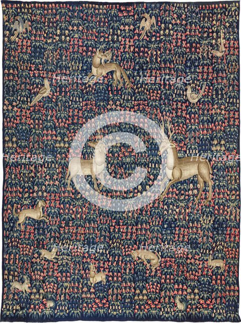 Millefleurs Tapestry with a Unicorn, c1500. Creator: Flemish master.