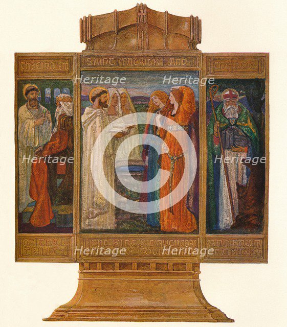 Triptych in Painted enamels: Scenes from the life of St. Patrick, 1903. Artist: Alexander Fisher