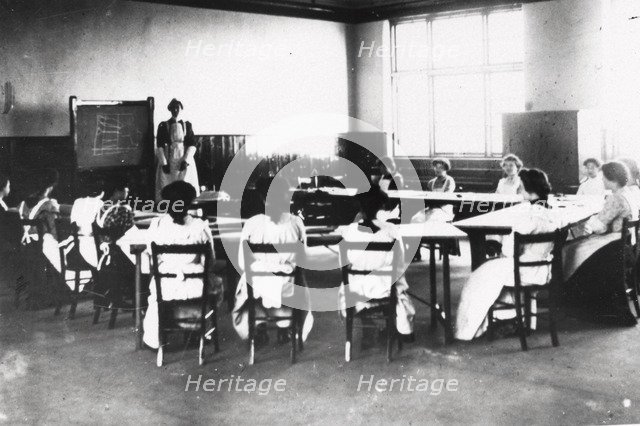 Class in the girl’s day continuation school, Rowntrees, York, Yorkshire, 1910. Artist: Unknown
