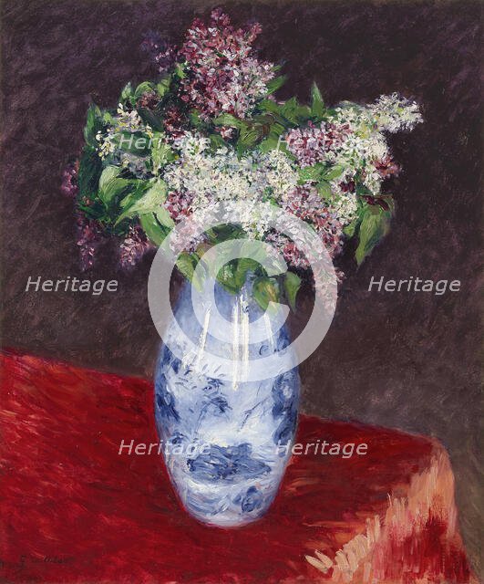 Lilacs in a vase, 1883. Creator: Caillebotte, Gustave (1848-1894).