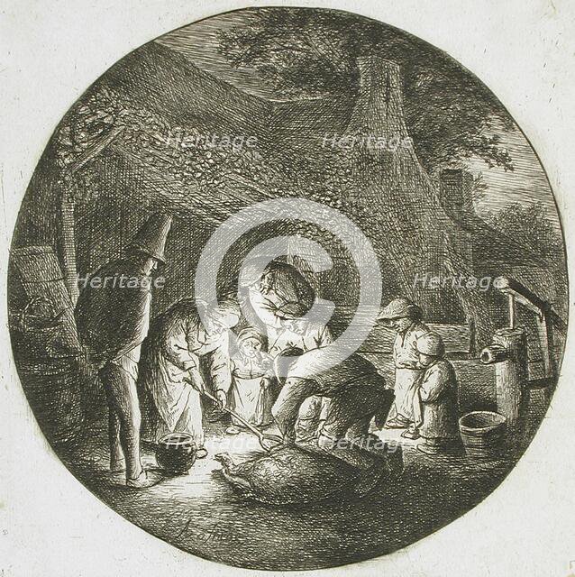 Peasants Killing a Pig, c1642. Creator: Adriaen van Ostade.