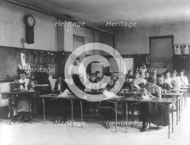 Sewing class, 3rd Division, (1899?). Creator: Frances Benjamin Johnston.