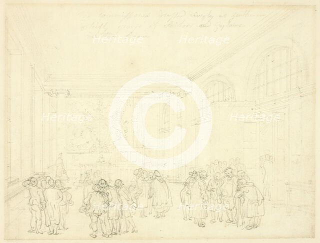 Study for Excise Office, Broad Street, from Microcosm of London, c. 1810. Creator: Augustus Charles Pugin.