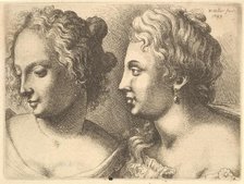 Heads of two young women, 1645. Creator: Wenceslaus Hollar.