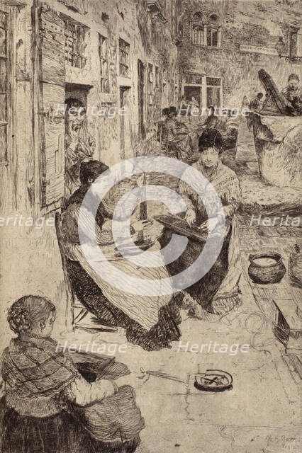 Perleria, (bead stringers), 1882. Creator: Otto Henry Bacher.