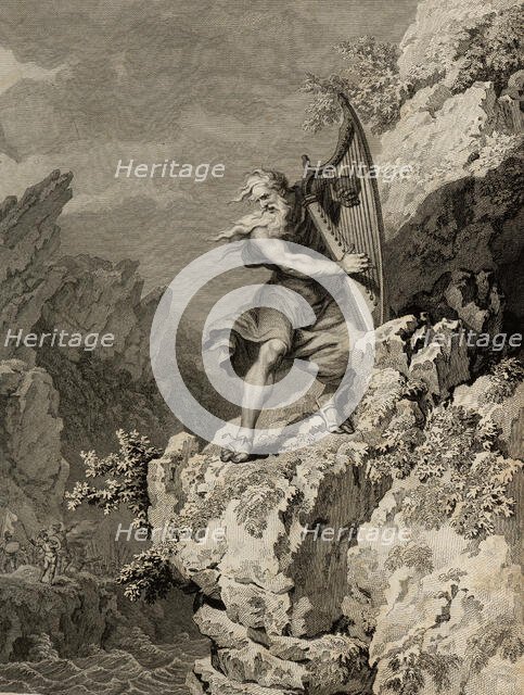 Welsh Druid playing the harp, 1781. Creator: Anonymous.