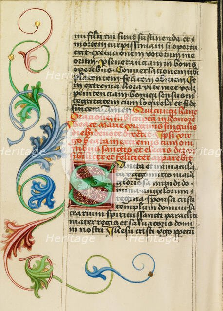 Decorated Initial S; Prayer Book, about 1470-1480. Creator: Workshop of Valentine Noh.