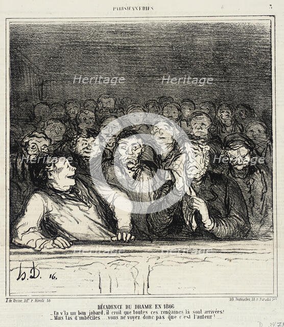 Décadence du drame en 1866, 1866. Creator: Honore Daumier.