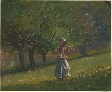 Girl with Hay Rake, 1878. Creator: Winslow Homer.