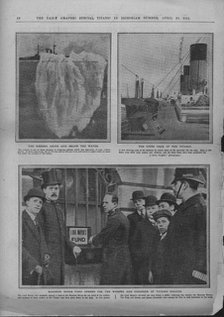 Iceberg, upper deck of the 'Titanic', and Mansion House fund, April 20, 1912. Creator: Unknown.