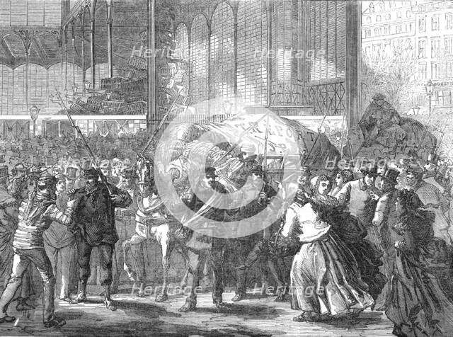 Revictualling of Paris: first arrival of fish at the Halles, 1871. Creator: Unknown.