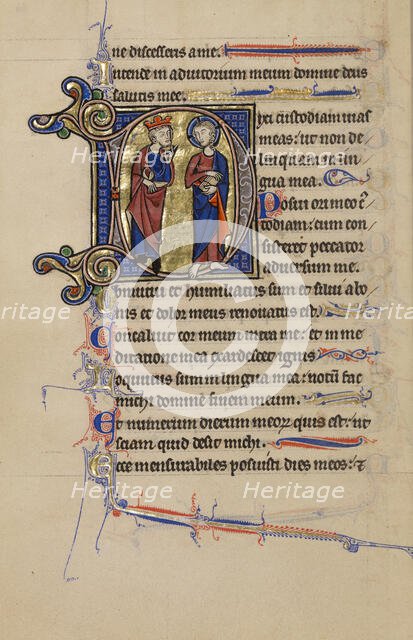 Initial D: David and Christ; Wenceslaus Psalter, about 1250-1260. Creator: Unknown.