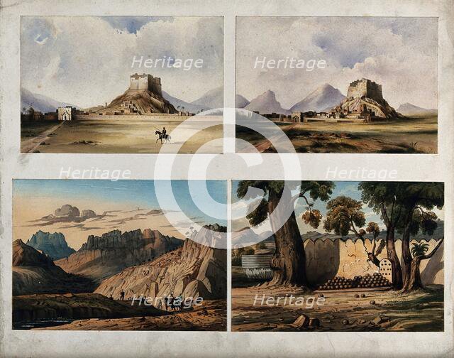 Walled city with lone horseman, Afghanistan. Creator: Unknown.