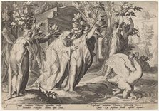 Phaeton's Sisters Changed into Poplars, and Cygnus into a Swan, 1589. Creator: Goltzius, Workshop of Hendrick, after Hendrick Gol.