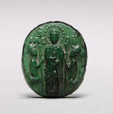 Devotional Badge with Saint James Flanked by Two Kneeling Pilgrims, c. 1200-1250. Creator: Unknown.