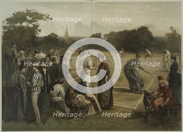 Lawn Tennis (Rasentennis), c.1880. Creator: Sandham, Henry (1842-1910).