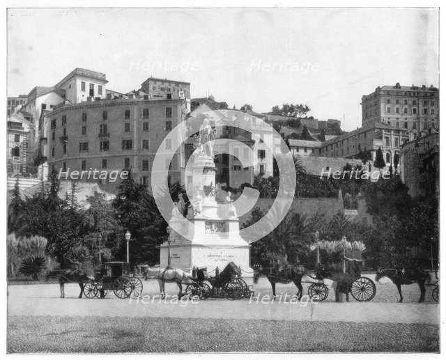 Statue of Columbus, Genoa, Italy, late 19th century.Artist: John L Stoddard