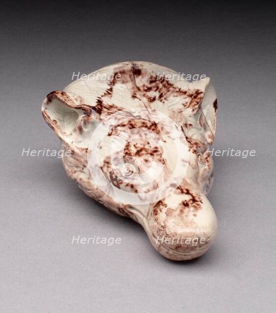 Rhyton Cup in the form of a Fox, Staffordshire, c. 1750. Creator: Staffordshire Potteries.