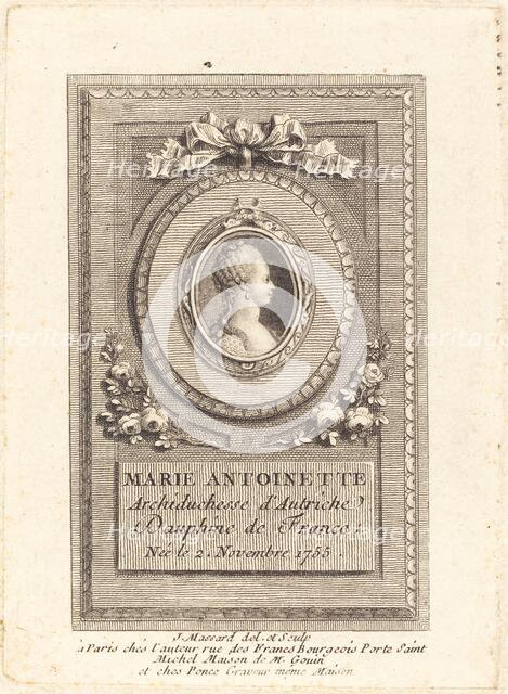 Marie-Antoinette. Creator: Jean-Baptiste-Raphael-Urbain Massard.
