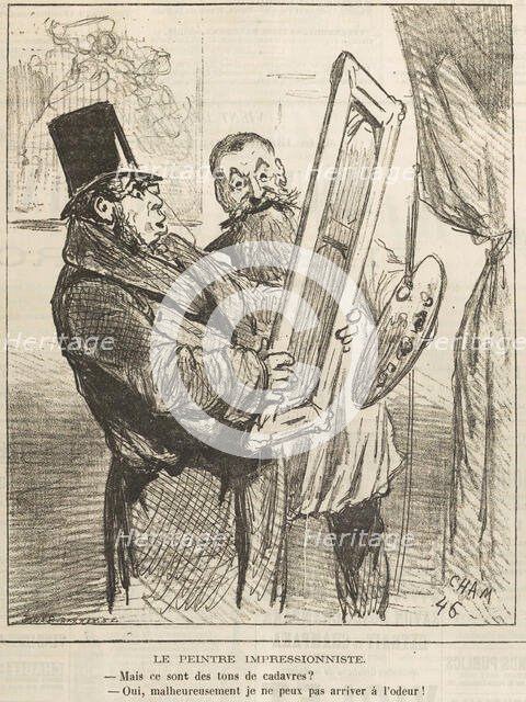 Le peintre impressionniste: "Mais ce sont des tons de cadavre?" ..., 1877. Creator: Cham (Amédée Charles de Noé) (1819-1879).