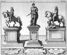 Statues of Kings Charles I and II, 1700. Artist: Anon
