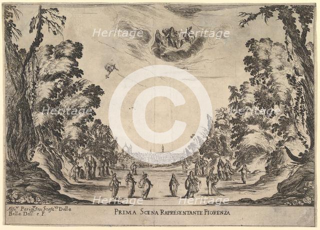 First scene, in Florence, from 'The marriage of the gods' (Le nozze degli Dei), 1637. Creator: Stefano della Bella.