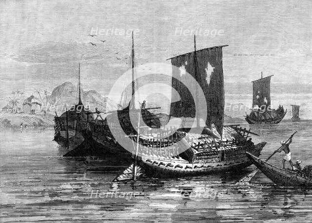 The Famine in Bengal: grain-boats on the Ganges, 1874. Creator: Unknown.