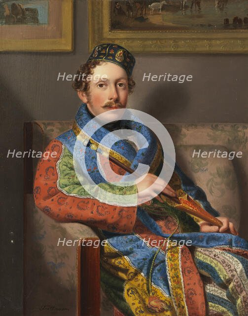 Young Gentleman in a Smoking Gown, 1830. Creator: Fertbauer, Leopold (1802-1875).