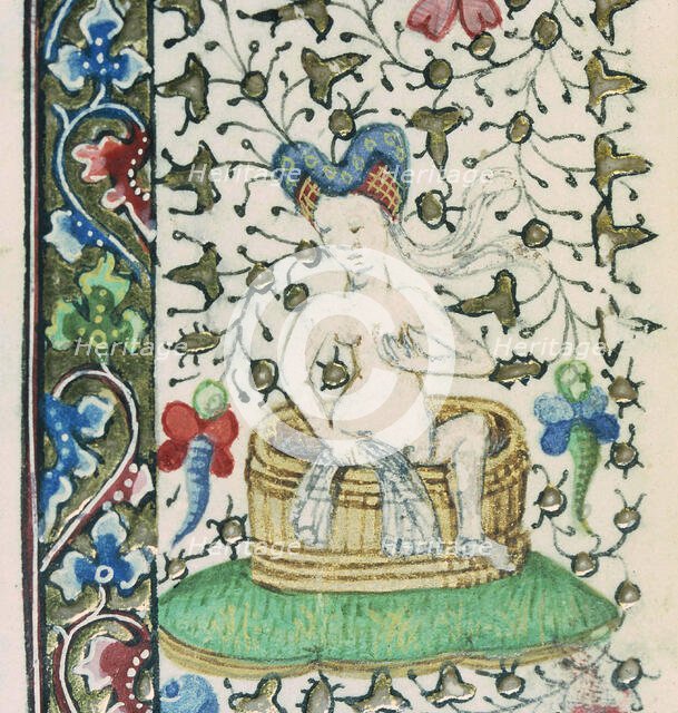 Woman in the bath. Miniature from Horae ad usum Lexoviensem, 1433-1466. Creator: Anonymous master.