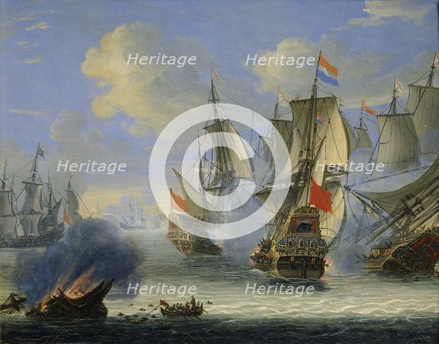 'A Sea Battle', late 17th or 18th century.  Artist: Adam Silo