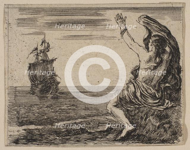 Theseus and Ariadne, from 'Game of Mythology' (Jeu de la Mythologie), 1644. Creator: Stefano della Bella.