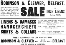 Robinson & Cleaver, Belfast - sale of Irish linens, 1909. Creator: Unknown.