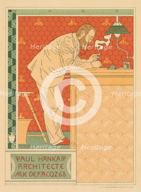 Les Maitres de lAffiche, Pl. 91: Paul Hankar, Architecte rue defacqz 63, c. 1894. Creator: Adolphe Crespin (Belgian, 1859-1944).