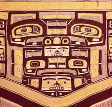 Chief's Blanket with Bear Design, Totemism,Tungit Tribe, Pacific Northwest Coast Indians. Artist: Unknown.