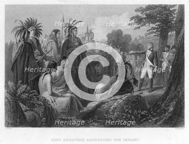 'General Burgoyne Addressing the Indians', c18th century.Artist: H Warren