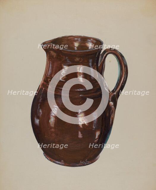 Economy Redware Pitcher, c. 1937. Creator: Ralph Atkinson.