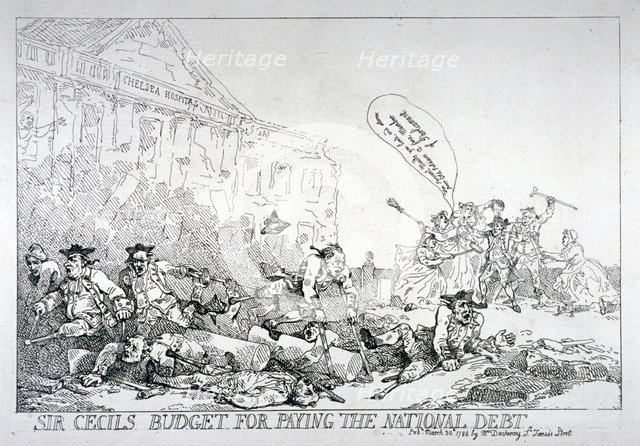 'Sir Cecils budget for paying the national debt', 1874.            Artist: Thomas Rowlandson