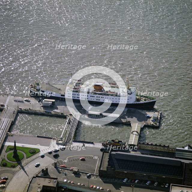 Isle of Man ferry 'Mona's Queen' berthed at the Liverpool Landing Stage, Merseyside, 1977. Artist: Aerofilms.