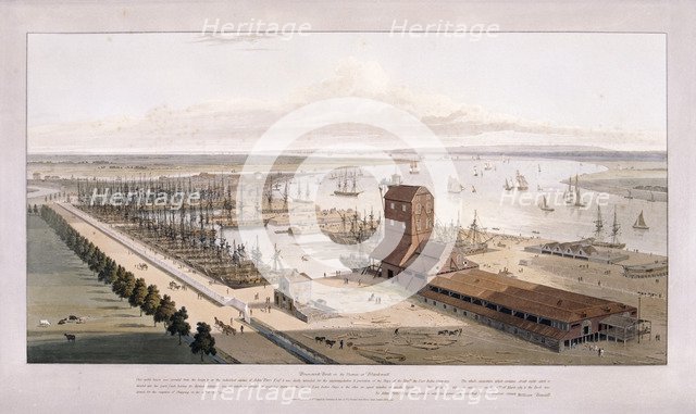 Brunswick Dock, and East India Dock, Poplar, London, 1803. Artist: William Daniell