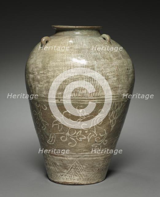 Jar with Scroll Design, 1400s. Creator: Unknown.